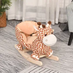 Caballito Balancín Infantil en Forma de Jirafa de Felpa para Bebés 18-36 Meses con Sonido y Cinturón 60x33x45 cm... - Ogal.Es