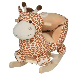 Caballito Balancín Infantil en Forma de Jirafa de Felpa para Bebés 18-36 Meses con Sonido y Cinturón 60x33x45 cm... - Ogal.Es