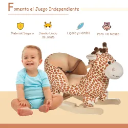 Caballito Balancín Infantil en Forma de Jirafa de Felpa para Bebés 18-36 Meses con Sonido y Cinturón 60x33x45 cm... - Ogal.Es