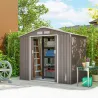 Caseta de Jardín 213x130x185 cm Cobertizo Metálico de Exterior para Almacenamiento de Herramientas Gris - Ogal.Es