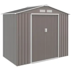 Caseta de Jardín 213x130x185 cm Cobertizo Metálico de Exterior para Almacenamiento de Herramientas Gris - Ogal.Es
