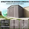 Caseta de Jardín 213x130x185 cm Cobertizo Metálico de Exterior para Almacenamiento de Herramientas Gris - Ogal.Es