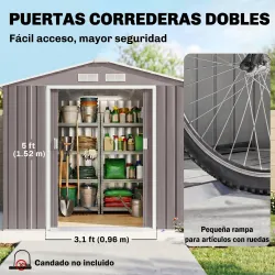 Caseta de Jardín 213x130x185 cm Cobertizo Metálico de Exterior para Almacenamiento de Herramientas Gris - Ogal.Es