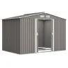 Cobertizo de Jardín 4,9 m² 277x195x192 cm con 2 Puertas Corredizas Base Refuerzo (Suelo NO Incluido) Gris - Ogal.Es