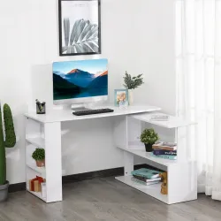 Escritorio Esquinero Giratorio, 120x110 cm, Escritorio en L, Mesa de Escritorio con Estantes, para Oficina en Ca... - Ogal.Es