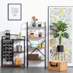 Estantería de Escalera Estantería Industrial Librería con 4 Estantes para Libros para Salón 60x35x145 cm Marrón ... - Ogal.Es