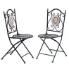 Set de 2 Sillas Plegables de Jardín Bistro Silla Asiento Mosaico para Terraza Balcón Metal Carga 120 kg 50x40x94... - Ogal.Es