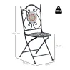 Set de 2 Sillas Plegables de Jardín Bistro Silla Asiento Mosaico para Terraza Balcón Metal Carga 120 kg 50x40x94... - Ogal.Es