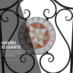Set de 2 Sillas Plegables de Jardín Bistro Silla Asiento Mosaico para Terraza Balcón Metal Carga 120 kg 50x40x94... - Ogal.Es