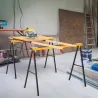 Caballo de Sierra con Patas Plegables Caballete Metálicos 2 Piezas con Asa Almohadilla Antideslizante Carga Máx.... - Ogal.Es