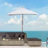 Parasol de Terraza Rectangular Inclinable 200x150x235 cm con Anti-UV Impermeable y Poste de Madera Crema - Ogal.Es