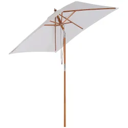Parasol de Terraza Rectangular Inclinable 200x150x235 cm con Anti-UV Impermeable y Poste de Madera Crema - Ogal.Es