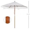 Parasol de Terraza Rectangular Inclinable 200x150x235 cm con Anti-UV Impermeable y Poste de Madera Crema - Ogal.Es