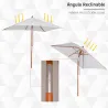 Parasol de Terraza Rectangular Inclinable 200x150x235 cm con Anti-UV Impermeable y Poste de Madera Crema - Ogal.Es