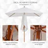 Parasol de Terraza Rectangular Inclinable 200x150x235 cm con Anti-UV Impermeable y Poste de Madera Crema - Ogal.Es