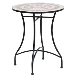 Mesa de Jardín Redonda Mesa de Terraza Exterior Ø60x71 cm con Encimera de Mosaico Decorativo Carga 100 kg Mesa p... - Ogal.Es