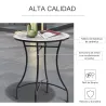 Mesa de Jardín Redonda Mesa de Terraza Exterior Ø60x71 cm con Encimera de Mosaico Decorativo Carga 100 kg Mesa p... - Ogal.Es
