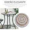 Mesa de Jardín Redonda Mesa de Terraza Exterior Ø60x71 cm con Encimera de Mosaico Decorativo Carga 100 kg Mesa p... - Ogal.Es