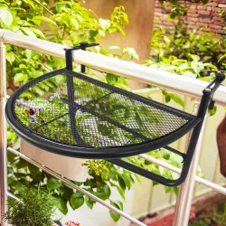 Mesa Colgante de Balcón Semicircular 60x47x50 cm Ajustable en Altura Simple y Conveniente para Barandilla de Bal... - Ogal.Es
