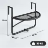 Mesa Colgante de Balcón Semicircular 60x47x50 cm Ajustable en Altura Simple y Conveniente para Barandilla de Bal... - Ogal.Es