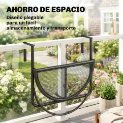 Mesa Colgante de Balcón Semicircular 60x47x50 cm Ajustable en Altura Simple y Conveniente para Barandilla de Bal... - Ogal.Es