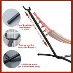 Soporte para Hamaca de Metal Ajustable y Resistente para Interior y Exterior 290x117x108 cm Negro - Ogal.Es