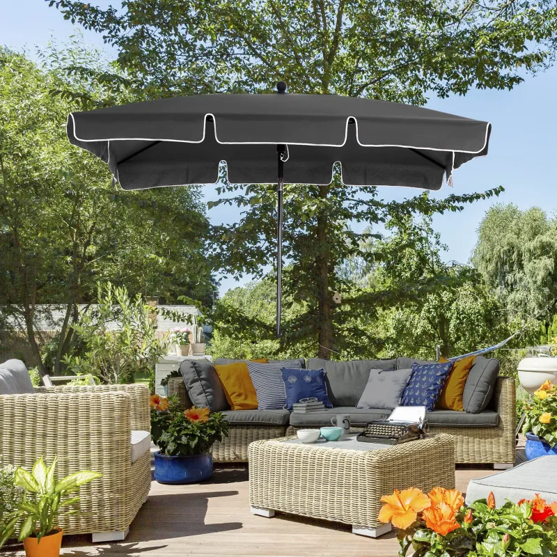 Sombrilla de Terraza de Aluminio 2x1,3x2,5 m Parasol de Jardín Rectangular con Función de Inclinación Gris - Ogal.Es