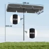 Sombrilla de Terraza de Aluminio 2x1,3x2,5 m Parasol de Jardín Rectangular con Función de Inclinación Gris - Ogal.Es