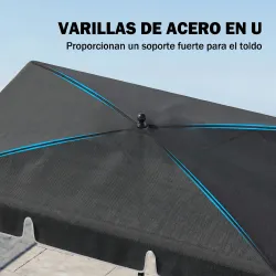 Sombrilla de Terraza de Aluminio 2x1,3x2,5 m Parasol de Jardín Rectangular con Función de Inclinación Gris - Ogal.Es