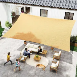Toldo Vela Rectangular de HDPE 4x6 m con Anti-UV Anillas de Acero Inoxidable y Cuerdas de Nylon para Jardín Pati... - Ogal.Es