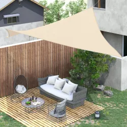 Toldo Vela Rectangular 4x6 m con Anti-UV Anillas de Acero Inoxidable y Cuerdas de Nylon para Jardín Patio Crema - Ogal.Es