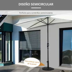 Base para Sombrilla Semicircular Peso 9 kg Soporte Parasol de Jardín Apto para Mástil de 35mm/38mm/48mm Relleno ... - Ogal.Es