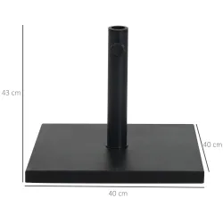 Base para Sombrilla Ajustable 40x40x43 cm de 13 kg Pie de Parasol Cuadrado Relleno de Cemento para Mástil de 35/... - Ogal.Es