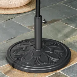 Soporte para Parasol Redondo de HDPE y Cemento Peso 13 kg para Poste de Paraguas de Ø35/38/48 mm Ø48x34 cm Negro - Ogal.Es