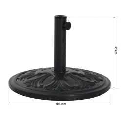 Soporte para Parasol Redondo de HDPE y Cemento Peso 13 kg para Poste de Paraguas de Ø35/38/48 mm Ø48x34 cm Negro - Ogal.Es