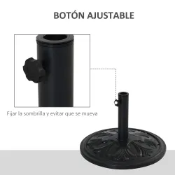 Soporte para Parasol Redondo de HDPE y Cemento Peso 13 kg para Poste de Paraguas de Ø35/38/48 mm Ø48x34 cm Negro - Ogal.Es