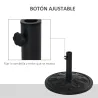 Soporte para Parasol Redondo de HDPE y Cemento Peso 13 kg para Poste de Paraguas de Ø35/38/48 mm Ø48x34 cm Negro - Ogal.Es