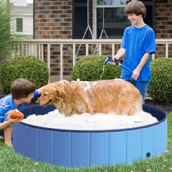 Piscina Plegable para Perros Gatos Ø140x30 cm Bañera Portátil para Mascotas PVC Antideslizante Múltiples Usos Co... - Ogal.Es