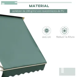 Toldo Manual Retráctil de Aluminio Toldo para Exterior Toldo de Balcón Ángulo Ajustable Impermeable Anti-UV Tela... - Ogal.Es