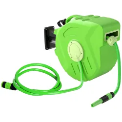 Carrete para Manguera 15M+1,5M Soporte Mural Portamanguera Roll-up Automático Giratorio 180° con Pistola de Pulv... - Ogal.Es