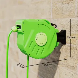 Carrete para Manguera 15M+1,5M Soporte Mural Portamanguera Roll-up Automático Giratorio 180° con Pistola de Pulv... - Ogal.Es