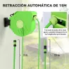 Carrete para Manguera 15M+1,5M Soporte Mural Portamanguera Roll-up Automático Giratorio 180° con Pistola de Pulv... - Ogal.Es