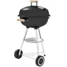 Barbacoa de Carbón Vegetal con Ruedas Parilla de Carbón BBQ Portátil Tapa y Tazón Esmaltados Mangos de Madera 48... - Ogal.Es