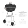 Barbacoa de Carbón Vegetal con Ruedas Parilla de Carbón BBQ Portátil Tapa y Tazón Esmaltados Mangos de Madera 48... - Ogal.Es