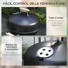 Barbacoa de Carbón Vegetal con Ruedas Parilla de Carbón BBQ Portátil Tapa y Tazón Esmaltados Mangos de Madera 48... - Ogal.Es