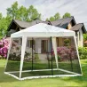 Carpa de Jardín 3x3 m Cenador con 4 Partes Laterales Mosquitera con Cremallera Protección UV Impermeable para Pa... - Ogal.Es