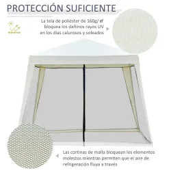 Carpa de Jardín 3x3 m Cenador con 4 Partes Laterales Mosquitera con Cremallera Protección UV Impermeable para Pa... - Ogal.Es