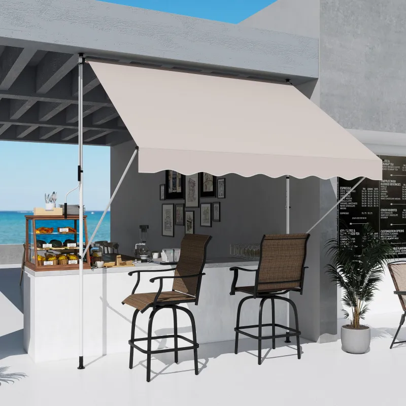 Toldo Manual Retráctil 300x150x170-280 cm con Altura Ajustable Manivela y Protección Solar para Terraza Beige - Ogal.Es