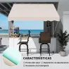 Toldo Manual Retráctil 300x150x170-280 cm con Altura Ajustable Manivela y Protección Solar para Terraza Beige - Ogal.Es