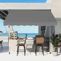 Toldo Manual Retráctil 300x150x170-280 cm con Altura Ajustable Manivela y Protección Solar para Terraza Gris - Ogal.Es